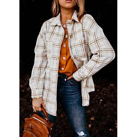Women's Fall Clothes Plaid Jacket Long Sleeve
