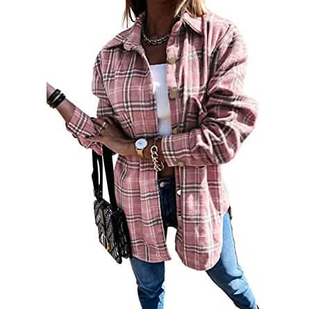 Women's Fall Clothes Plaid Jacket Long Sleeve